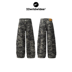 American Retro Camouflage Workwear Jeans