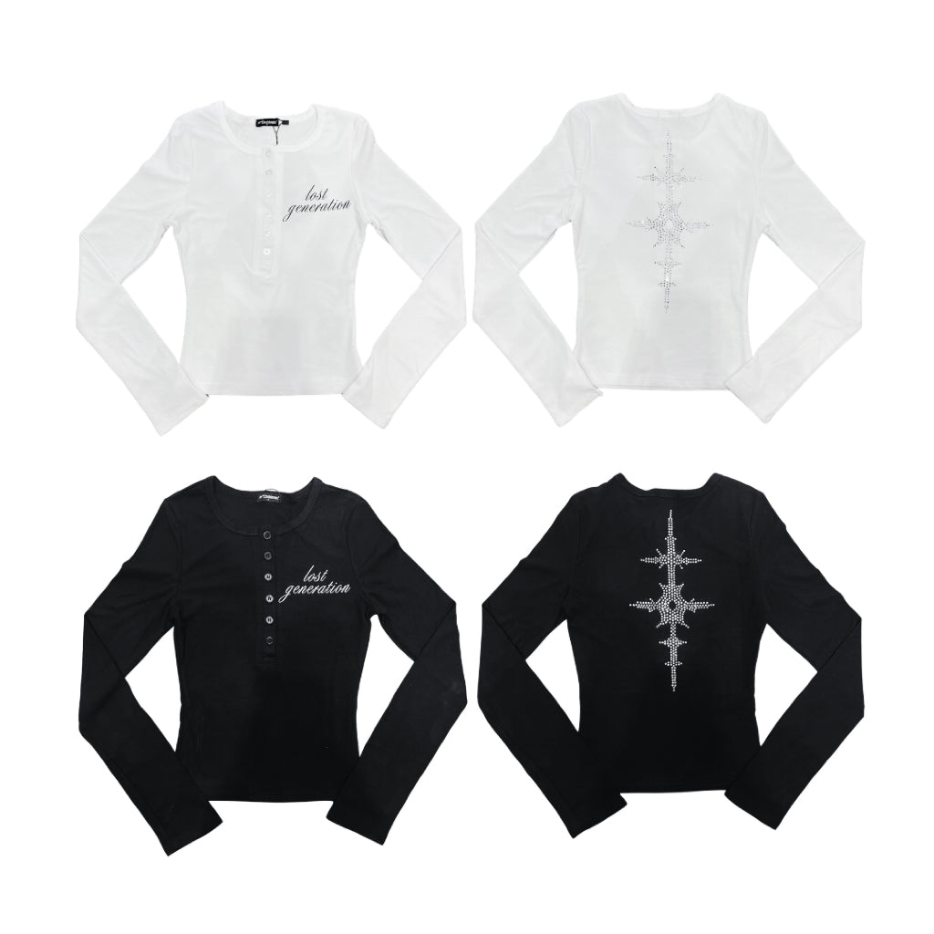 Fallen Star Long-Sleeve Henley - 22WRLDWIDEE
