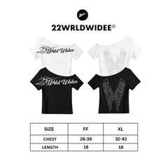 Crystal Wings Off Shoulder Short Sleeve Top