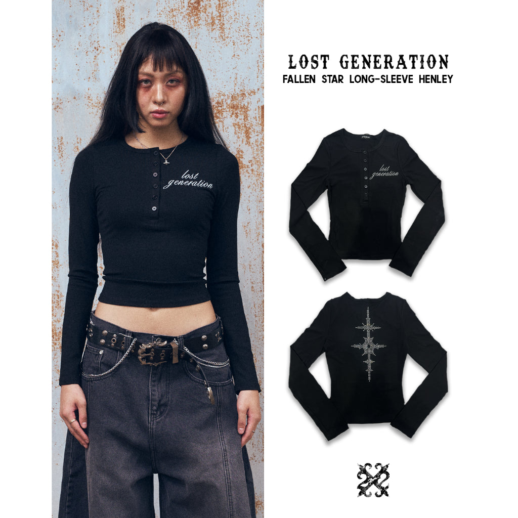 Fallen Star Long-Sleeve Henley - 22WRLDWIDEE