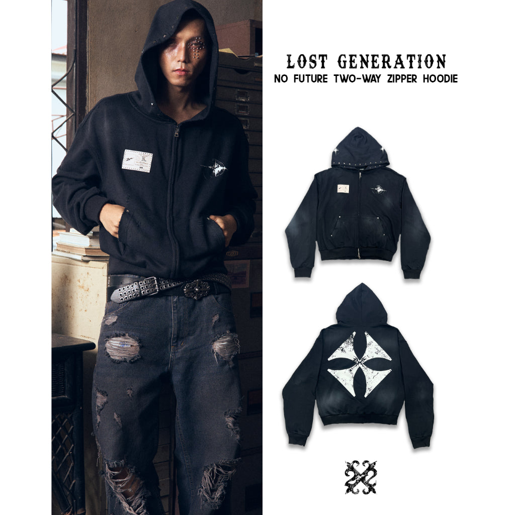 No Future Two-Way Zipper Hoodie - 22WRLDWIDEE