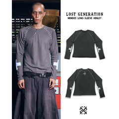 Mended Long-Sleeve Henley - 22WRLDWIDEE