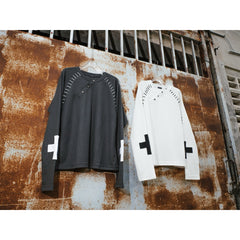 Mended Long-Sleeve Henley - 22WRLDWIDEE
