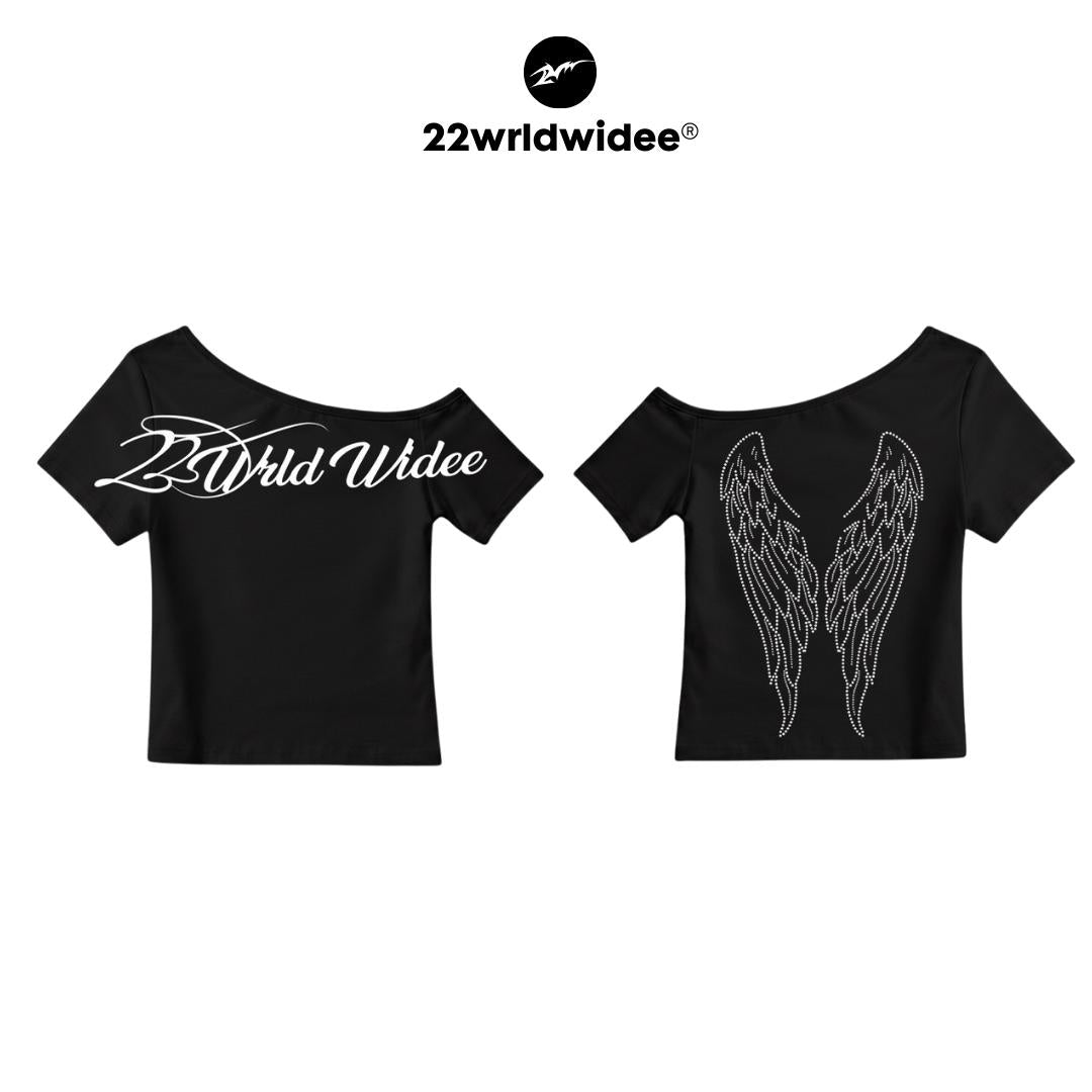 Crystal Wings Off Shoulder Shirt