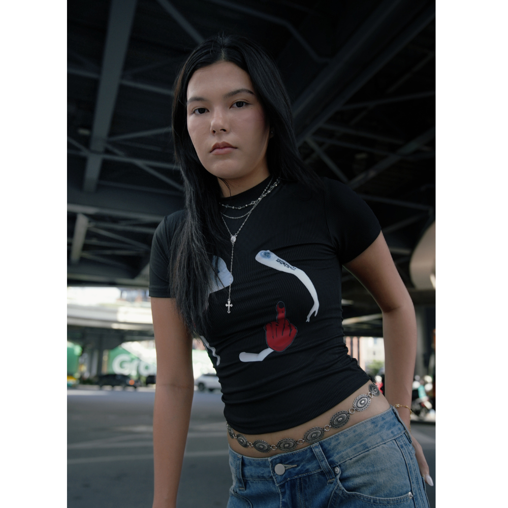 AD100 Abstract Ink Crop Top