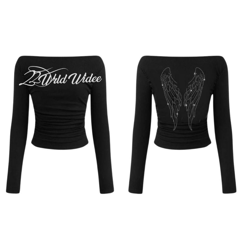Crystal Wings off-shoulder Shirt