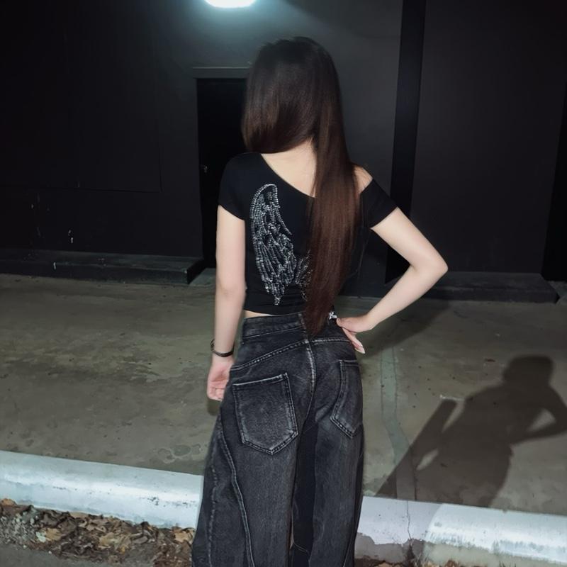 Crystal Wings Off Shoulder Shirt
