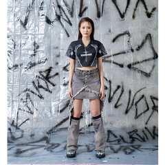 OC081 Black leopard Women crop