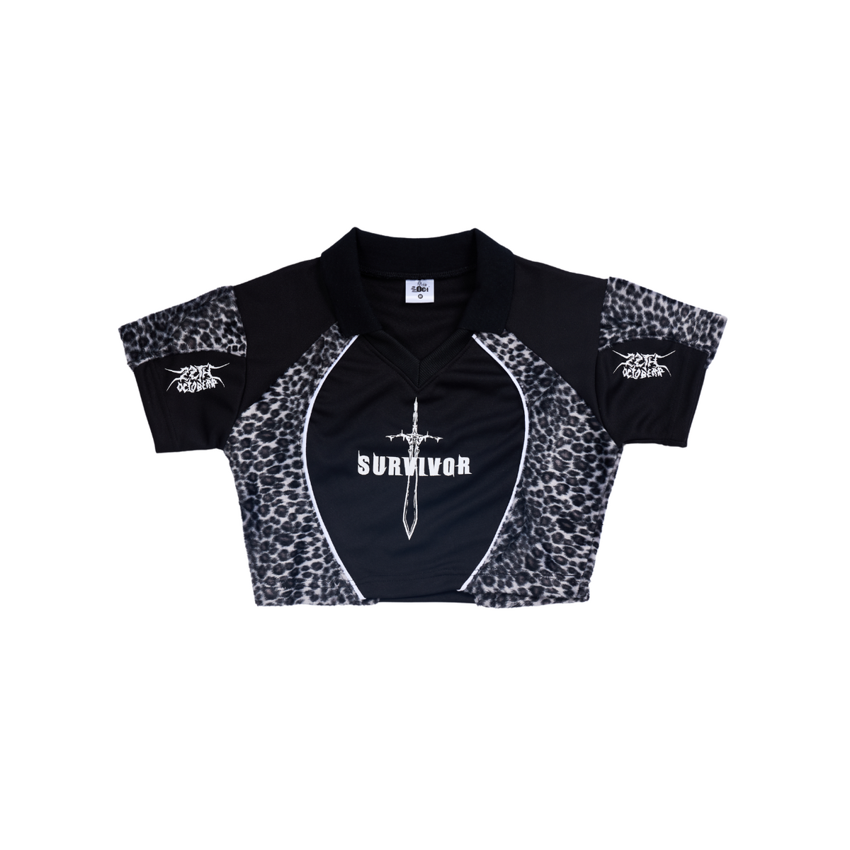OC081 Black leopard Women crop