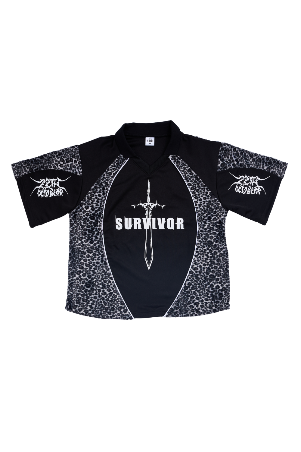 OC080 Black Leo Pard Men Crop