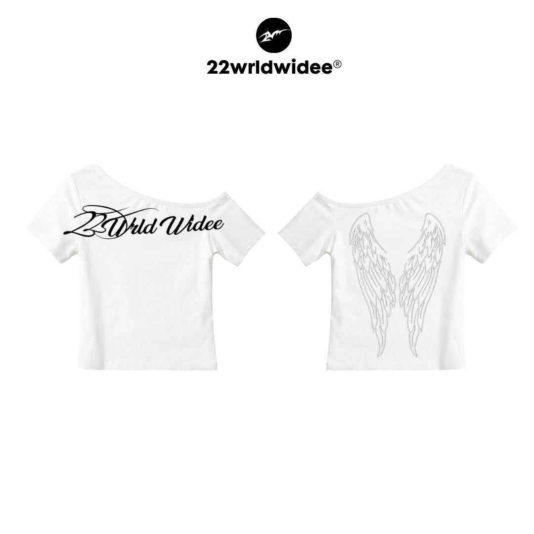 Crystal Wings Off Shoulder Shirt