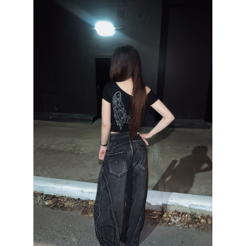 Crystal Wings Off Shoulder Shirt - 22WRLDWIDEE
