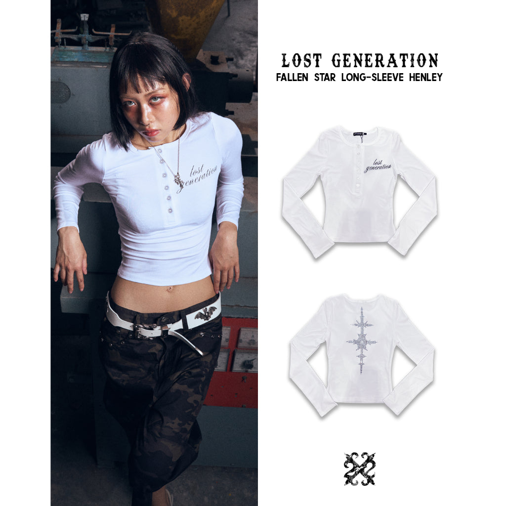 Fallen Star Long-Sleeve Henley - 22WRLDWIDEE