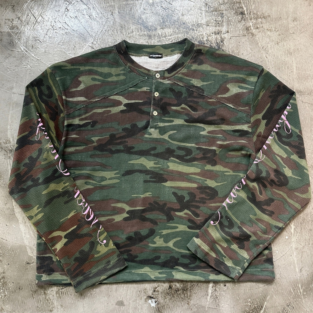 Born Starless Camo Long Sleeve Henley - 22WRLDWIDEE