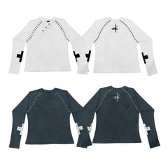 Mended Long-Sleeve Henley - 22WRLDWIDEE