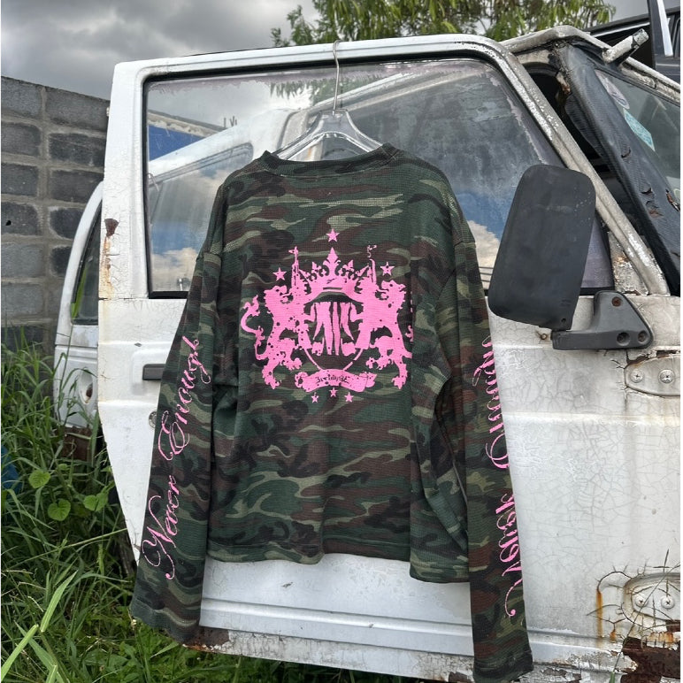 Born Starless Camo Long Sleeve Henley - 22WRLDWIDEE